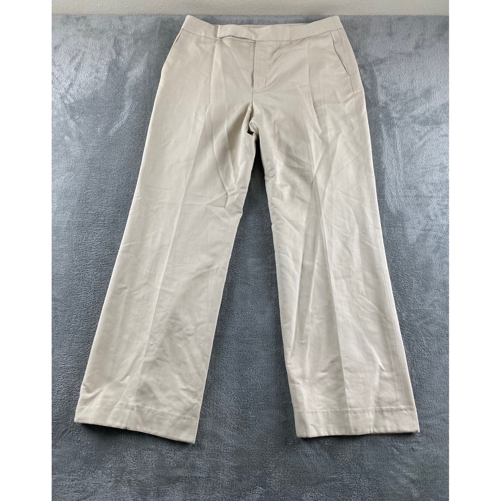 Jones New York Country Womens Beige Wide Leg Cotton Rayon Trousers Size 12